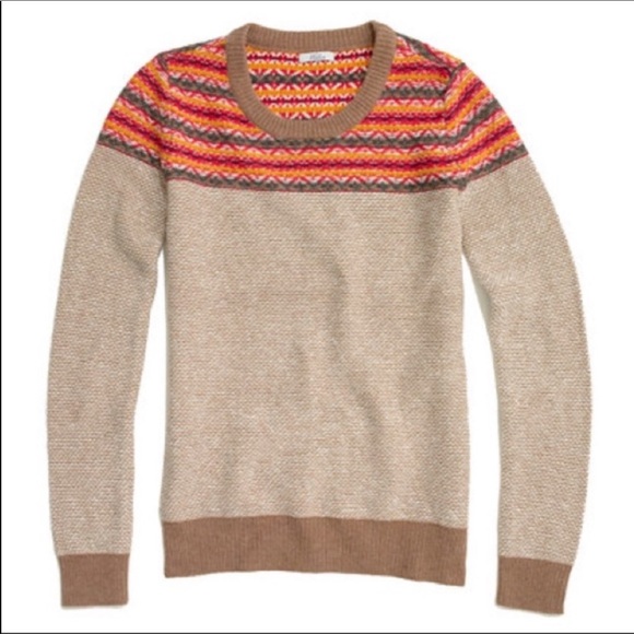 Madewell Wallace Whistler Fairisle Cotton Woll Crewneck Earthtone Sweater - Picture 3 of 10